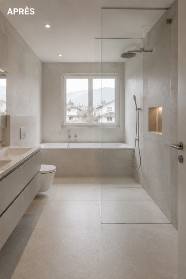 Salle de bains rénovée à Neuchâtel — après travaux